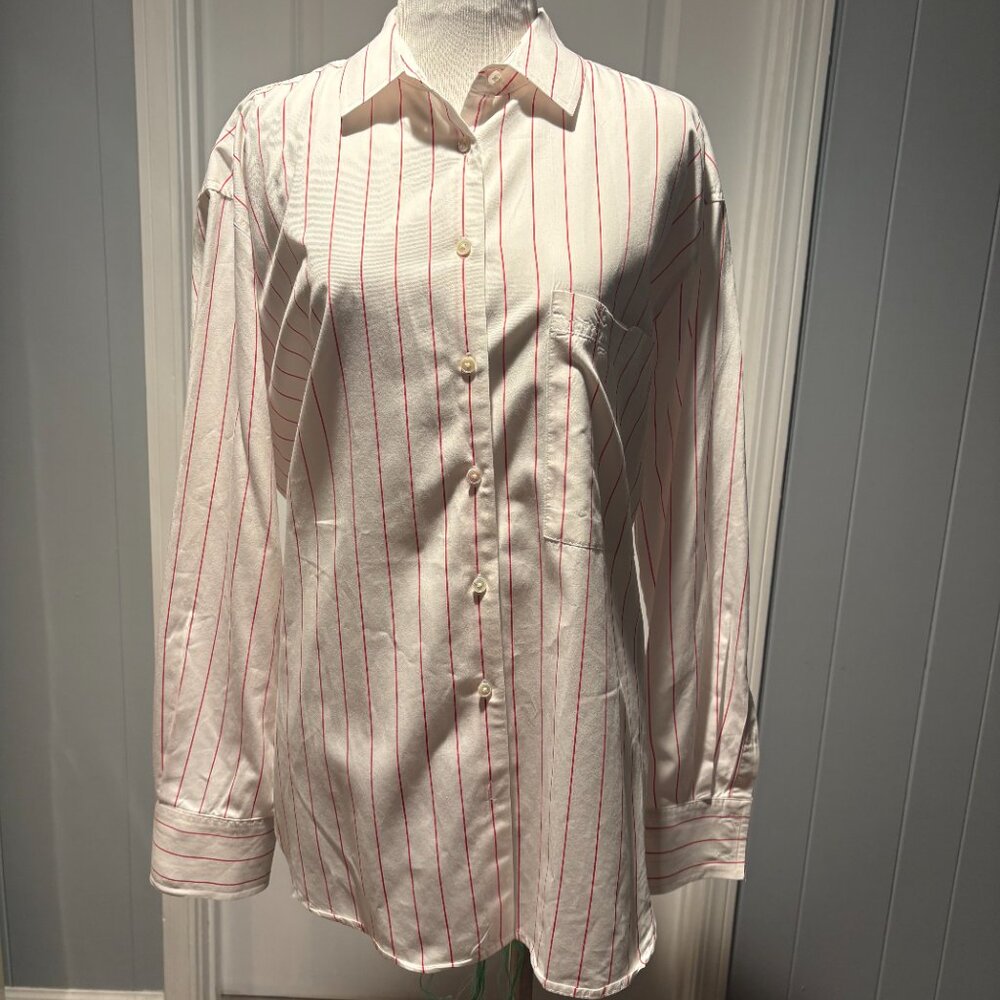 Ayr The Deep End Red/White Button Down Top Size L… - image 2